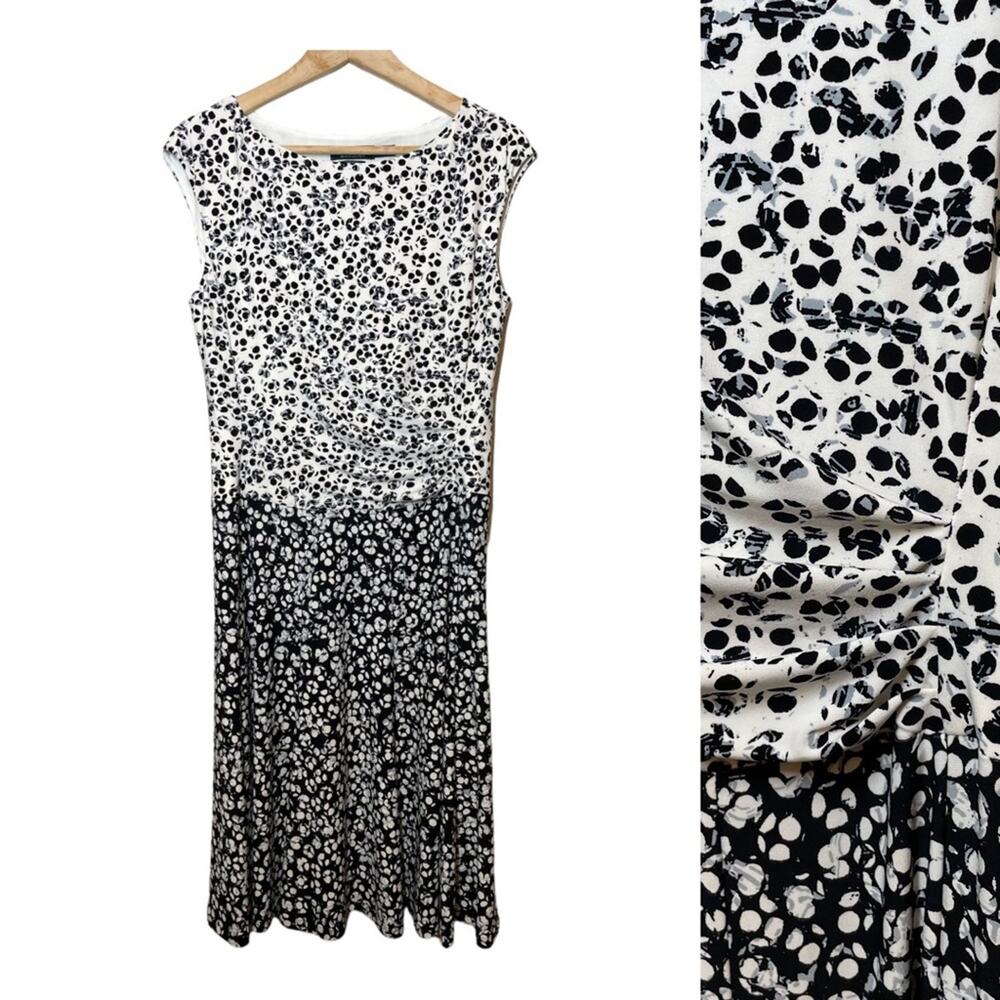 Lauren Ralph Lauren Abstract Print Cap Sleeve Dress Ruched 10